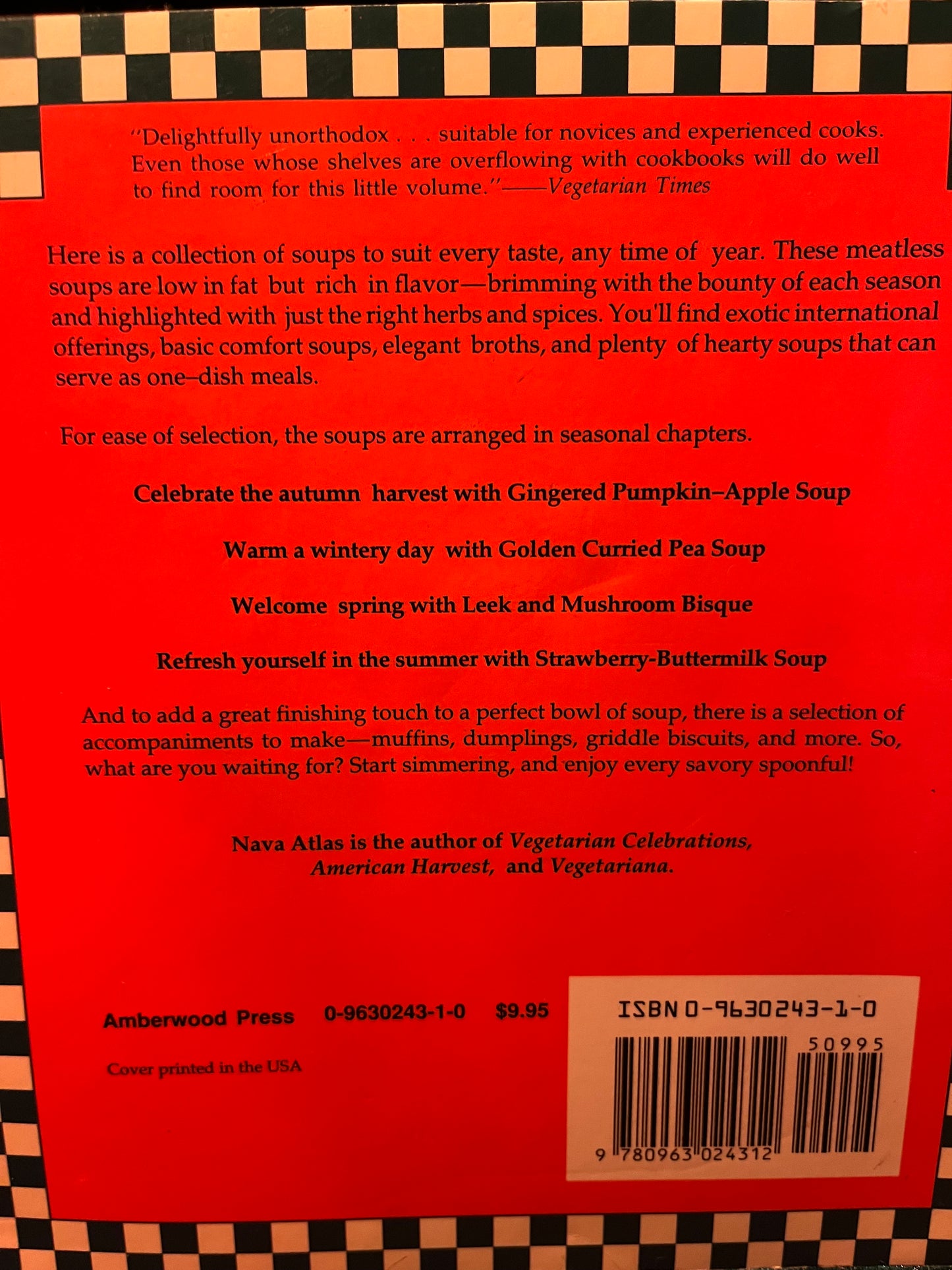 Soups for All Seasons (Bountiful Vegetarian Soups) by Nava Atlas